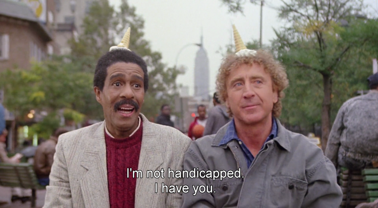 Richard Pryor e Gene Wilder nella scena finale di Non guardarmi: non ti sento